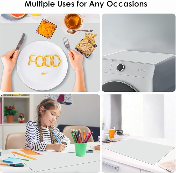 Extra Large Silicone Mat, Food-Grade Flexible Silicone Table Mats for Kids Non-Slip Placemat Waterproof Heat Insulation Countertop Protector Pastry Mat Silicone Pad, 27.6''x19.7'' Gray, 1Pcs