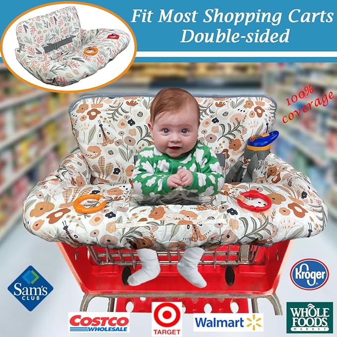 Shopping Cart Cover for Baby and Toddler, Waterproof Grocery Cart and High Chair Cover, Soft Padded Cart Cover for Babies, Universal Fit for Costco, Target and Restaurant High Chairs