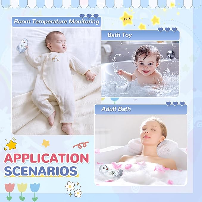 JARMAPOZ Baby Bath Thermometer - Water Thermometer for Baby Safety - Quick Read Floating Bathtub Toy in Fahrenheit & Celsius - Ideal for Infant, Newborn & Toddler Bath Time