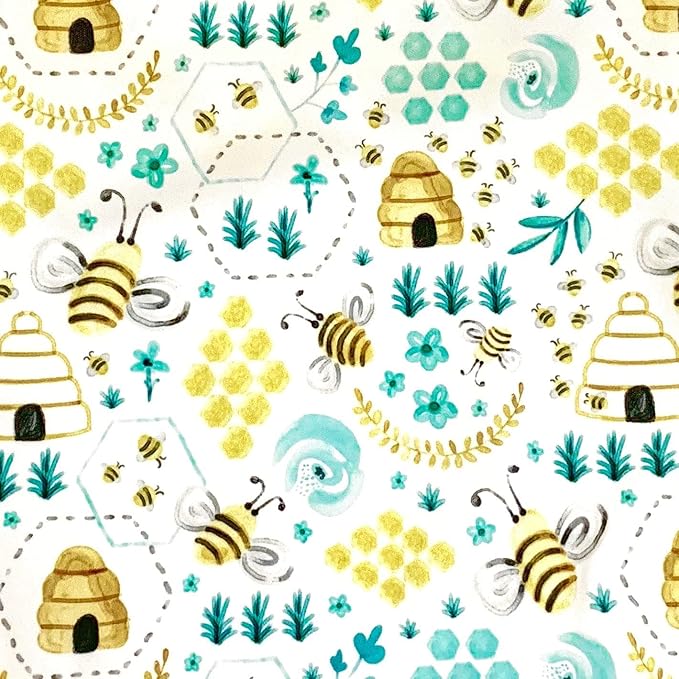 BapronBaby Busy Bees Splash Mat - Waterproof Catch-All for Under High Chairs, Floors, Tables, Playtime or Arts & Crafts - Machine Washable - 45" x 45”