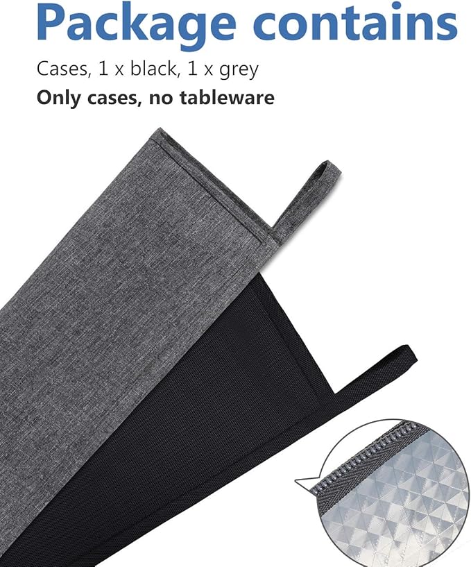 Aosbos Reusable Straws Carrying Case (2-PACK, 11.8 IN, Black&Grey) Stainless Steel Straws Pouch Metal Straws Bag Silicone Straws Case Chopsticks Case Travel Utensil Sets Carrying Case Cutlery Pouch