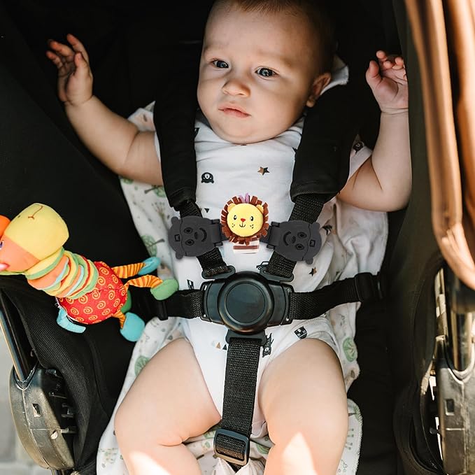 Anti Escape Harness Chest Clip Lock, Baby Safety Strap Prevent Kids Taking Their Arms Out of High Chairs/Strollers, Safety Strap Clips with 2 Dolls(2 Pack)