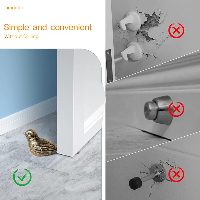 Cast Iron Door Stop Heavy Door Stopper Solid Metal Wedge for Indoor Outdoor Use Cute and Durable Doorstop (Bronze Bird, 2Pack)