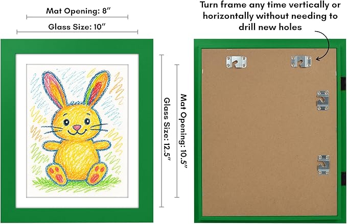 Americanflat Kids Artwork Frame Changeable (Shamrock Green) - Magnetic Door Holds 100 Art Pieces - 8.5x11 Letter Size Display with Mat or 10x12.5 Without Mat - My Mini Masterpiece