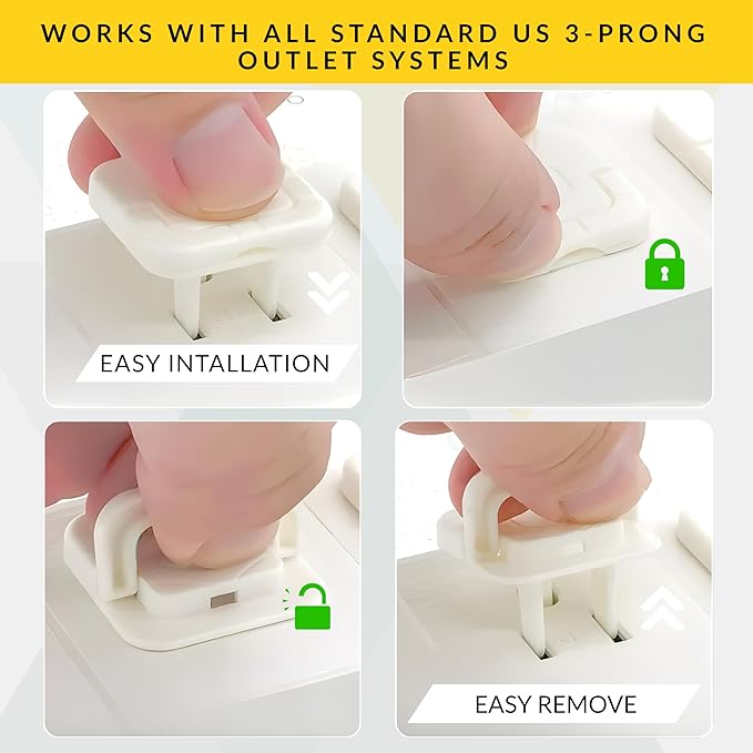Outlet Covers Baby Proofing with Pull Handle - Plug Covers Baby Proofing- White Baby Proof Outlet Covers 3 Prong Child Proof Outlet Cover (White, 10 Count)