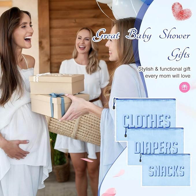 3pcs Hospital Bag Organizing Pouches for Labor and Delivery, Maternity Essentials Diaper Bag Organizer for Mom Travel - Blue,Medium