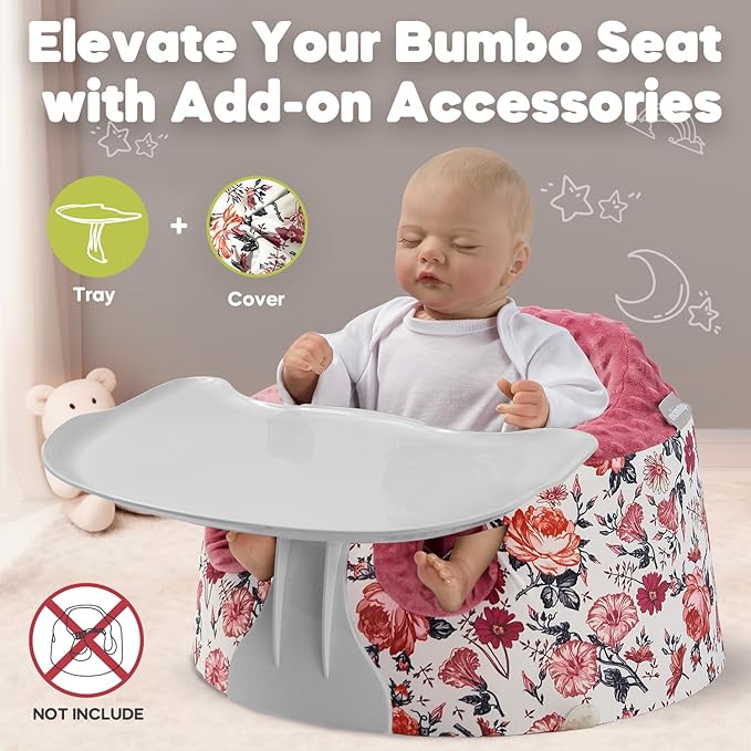 Seat Cover and Tray Sets Accessory Compatible with Bumbo Floor Seat for Baby,Breathable Accessory Compatible with Baby Seat - Easy to Install and Remove - Flower