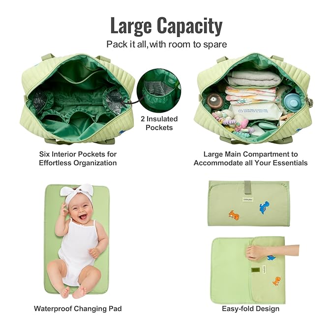 GOBABYMART 3pc Diaper Bag Tote Set, Hospital Bag for Labor & Delivery, Maternity Travel Bag with Changing Pad & Pacifier Case
