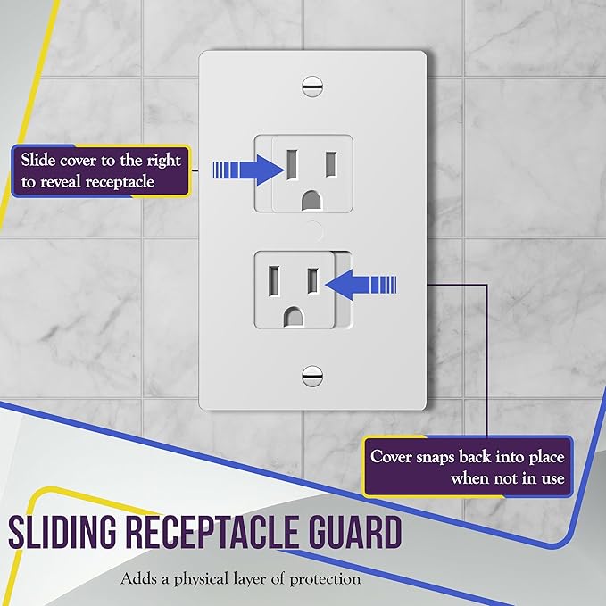 ENERLITES Child Proof Outlet Cover, Self-Closing, Fits Both Duplex and Decorator Outlet, Safety Design, Tamper-Resistant Socket Plug for Receptacle, Size 4.75" x 3.9", 8800-TR, Glossy White