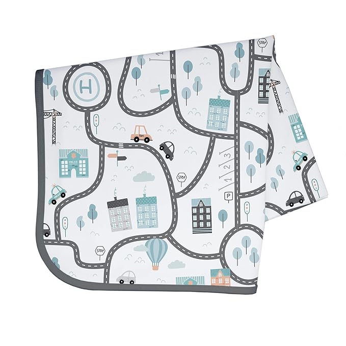 BapronBaby Tiny Town Splash Mat - Waterproof Catch-All for Under High Chairs, Floors, Tables, Playtime or Arts & Crafts - Machine Washable - 45" x 45”