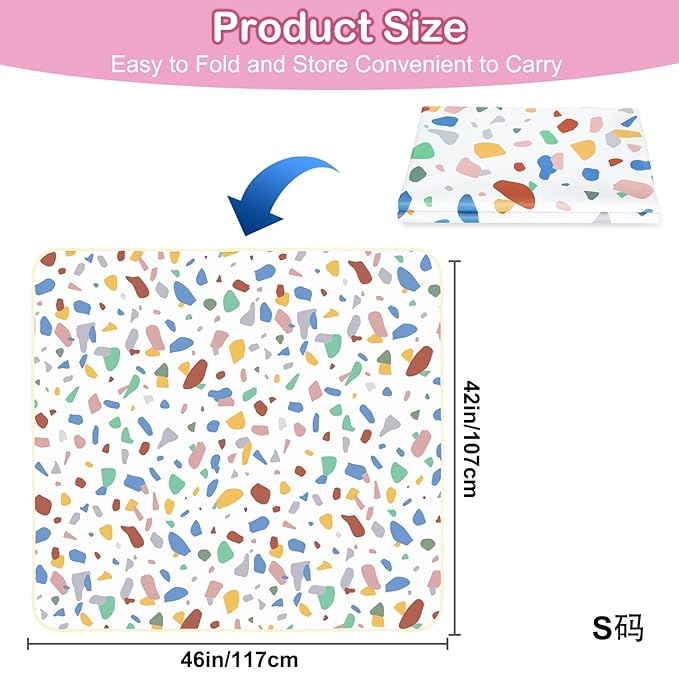 Basumee Splat Mat High Chair Mat Waterproof Baby Play Splat Mat for Under High Chair Food Catcher Highchair Mat for Floor Non Slip Bottom, White Speckle, 46x42 Inches