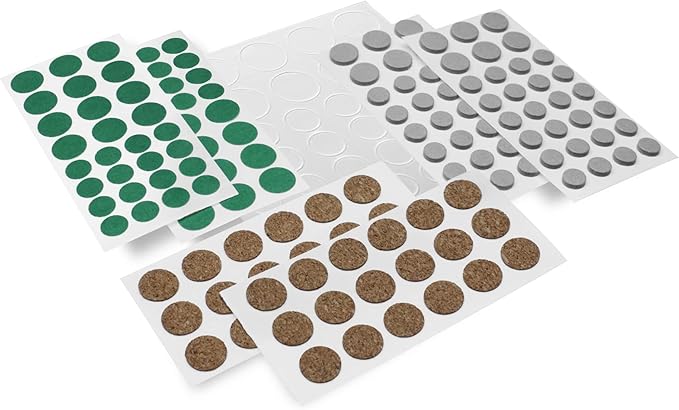 Slipstick Premium Adhesive Protector Pads Variety Pack (194 Piece) Cabinet Door Drawer Bumpers and Small Universal Surface Protector Pads, Clear Rubber, Foam, Cork, and Green Felt Protectors