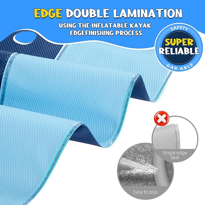 Non-Slip Splash Pad for Kids and Dog, 70" Extra Large Baby Play Mat, Dog Pool Toys, Thicken Sprinkler Pool Summer Outdoor Water Toys for Ages 3-12 Boys Girls, Parent-Kids &Games Fun Backyard (Blue)