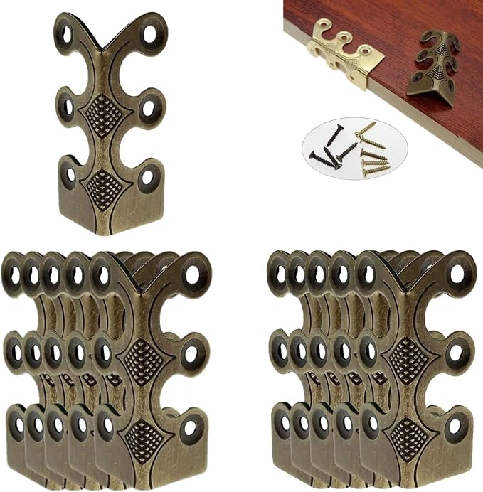 Skirting Board Corner Protectors Solid Brass Baseboard Corner Protectors, Vintage Metal Corner Protector Table Corner Perimeter Cover Safety Bracket with Screws (Bronze*10Pcs)
