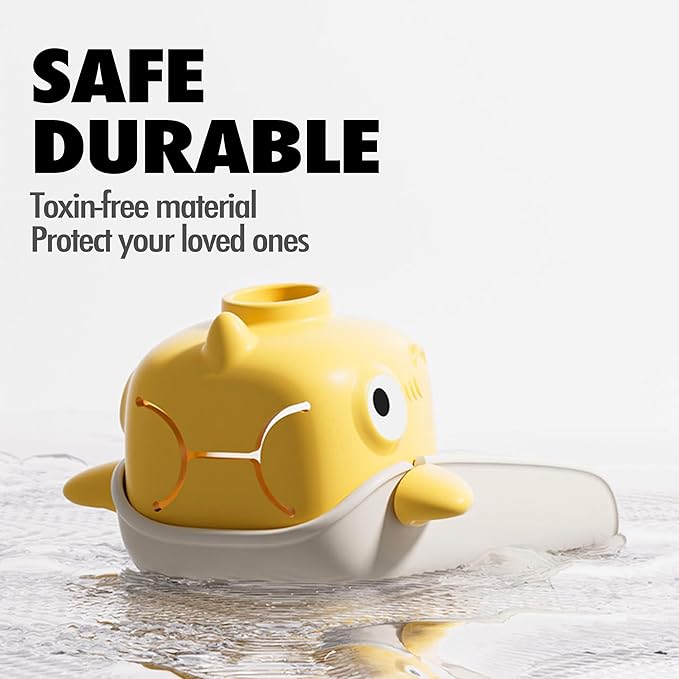 Faucet Extender for Toddlers, 2 Pack Universal Sink Extension with Water Wheel to Kids Fun Hand Washing (Yellow Shark)