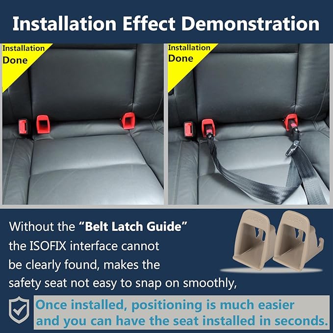 ISOFIX Interface Belt Latch Guide, 2Pcs Car Seat ISOFIX Interface Buckle Fixed Guide Groove Car Seat Bracket Connector (2Pcs Grey Brown)