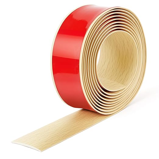 Bnell Floor Transition Strip Floor Cover Strips Self Adhesive Flooring Transitions Laminate Floor Strip Vinyl Floor Flat Divider Strip for for Joining Floor Gaps (10FT,2in, Maple Grain)