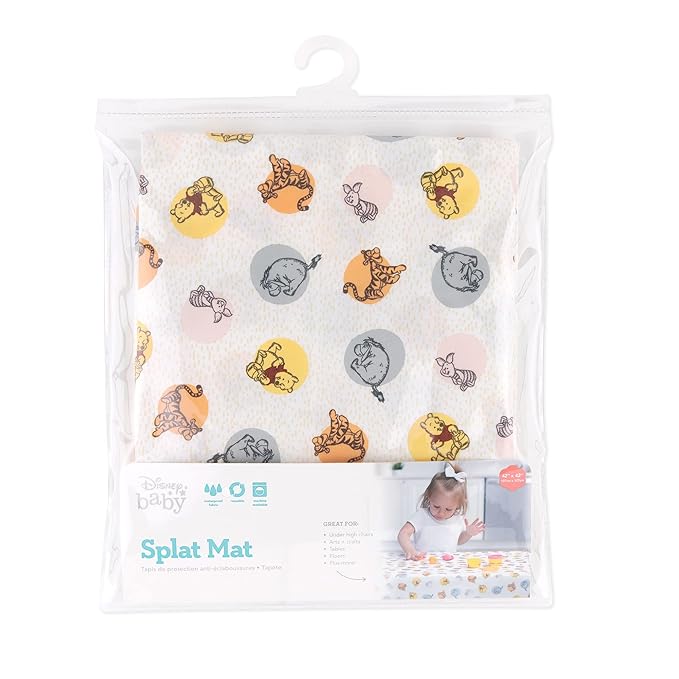 Bumkins Disney Baby Splat Mat for Under High Chair, Babies Toddlers Eating Mess Mat, Waterproof Reusable Cloth for Arts and Crafts, Playtime Mat for Kids, Floor or Table 42inx42in, Winnie The Pooh