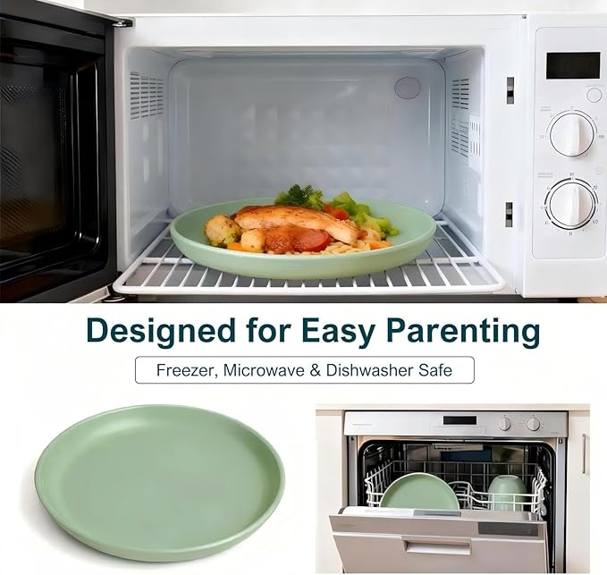 Classic Toddler Plates with Suction 2 Pcs, BPA Free Silicone Baby Suction Plates, Stick Dinner Dishes for Baby Toddler Kids, Dishwasher Safe, Stackable
