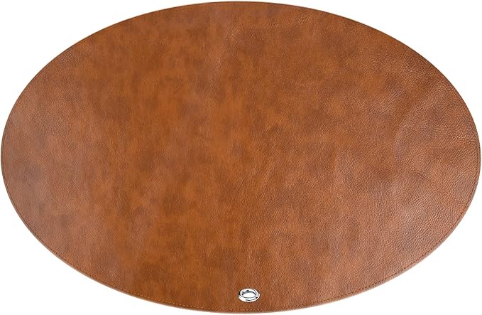 Linkidea Vegan Leather Splat Mat for Under High Chair - Floor Protector for Kids, Reusable Infant Food Splash Spill Mat, Portable Picnic Blanket Outdoor (Brown)