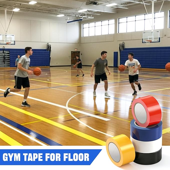 Frienda Floor Vinyl Tape 1/2inch Floor Marking Court Tape Outdoor Playing Field Marking Equipment for Social Distancing Gyms, Athletics, Equipment