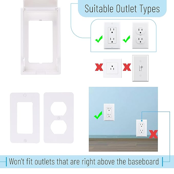 Bates Baby Safety Outlet Cover Box - Plug Covers for Electrical Outlets, Child Proof Outlet Cover, Socket Covers for Outlets