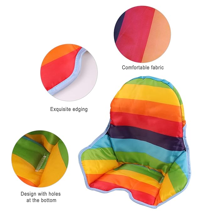 twoworld High Chair Cushion for Antilop Highchair, Baby High Chair Seat Cover Liner Mat Pad Cushion for Antilop High Chair Water Resistant (Rainbow Striped)