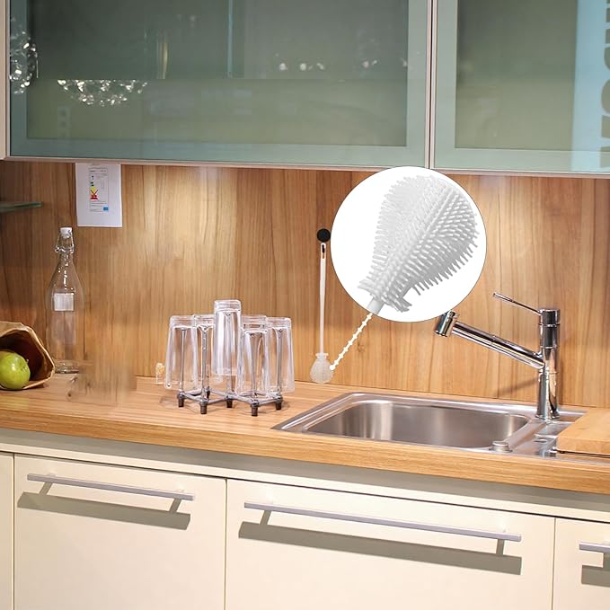 ZLRXQMQ Stretched Bottle Drying Rack – Fits Baby Glasses, Cups & Dishes – with Included Soft Rubber Cup Brush, PP Material, 2 Pcs (White)