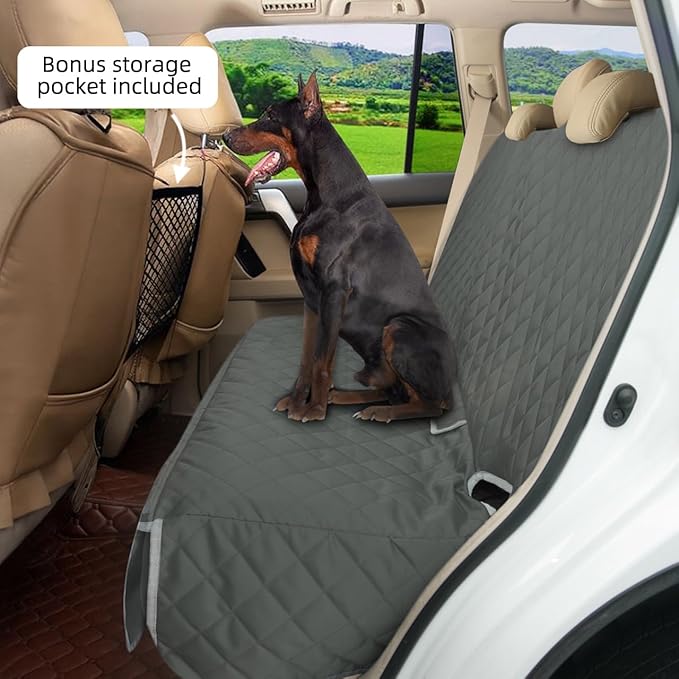 Bark Lover Dog Seat Cover for Back Seat More Durable Waterproof Backseat Protector, High Heat Resistant and Nonslip Back Seat Cover for Dogs Kids, Universal Size Fits Cars Trucks SUVs (Grey)