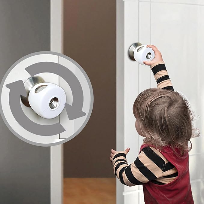 AILUOQI 1 Pack Childproof Door Knob Covers Babyproof Child Locks Door Handle Baby Proofing Door Safety for Kids
