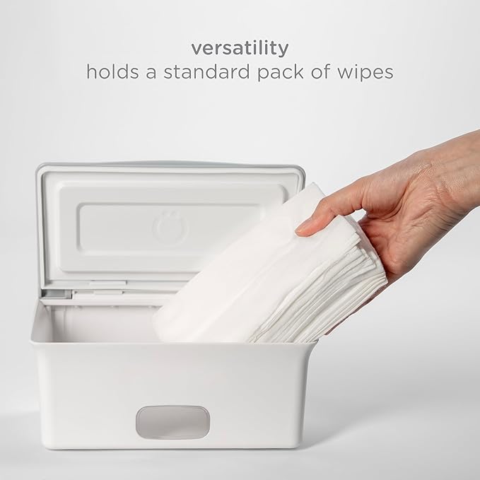 Ubbi Set of 2 Baby Wipes Dispensers with Weighted Plates and Secure Seals, Nursery and Baby Registry Essential to Keep Wipes Fresh and Changing Table Organized, Gray