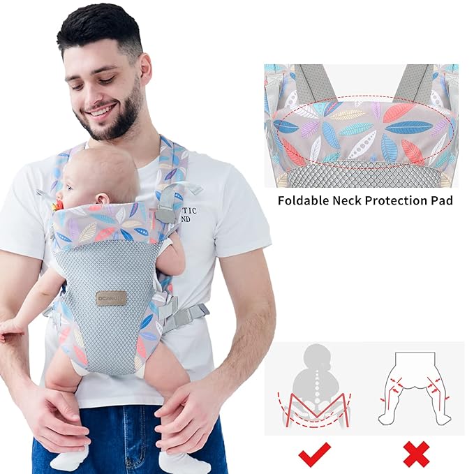 Ocanoiy Baby Wraps Carrier, Ergonomic Baby Carrier Newborn to Toddler, Cozy Baby Front and Back Carrier for 7-45lbs (Leaf)