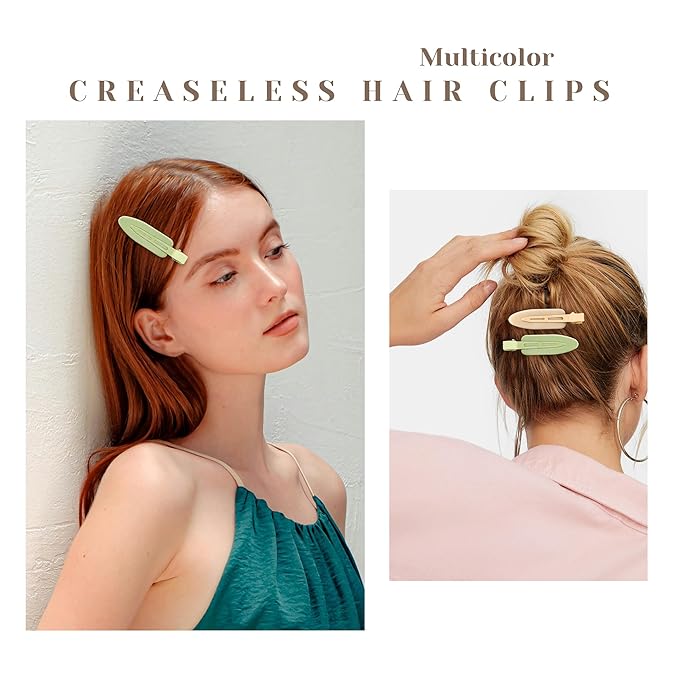 10 Pcs Creaseless No Crease No Bend Flat Hair Clips For Styling Non Slip Makeup Clips For Women Salon Hairstyle,Yellow Purple Beige Blue Green