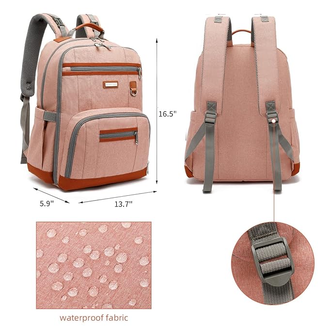 BILLITON MASHI Diaper Bag Backpack, Large Baby Nappy Bags with Portable Changing Pad for Boys and GirlsMultifunction Travel Baby Bag for Moms Dads, Shower Gifts Waterproof and Stylish，Deep Powder