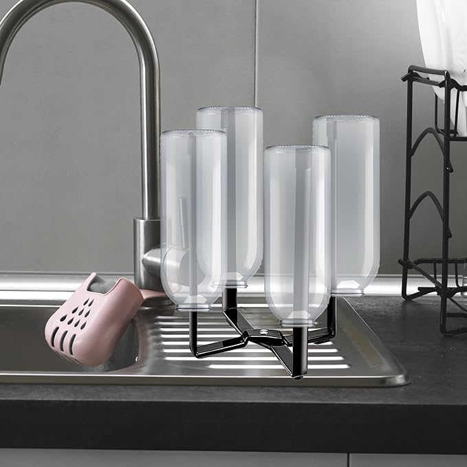 Performore - Multifunctional Eco Kitchen Stand Holder & Drainer, Wine Decanter Drying Stand, Support Storage & Collapsible Drying Rack for Plastic Bags, Bottles, & Cups (50 Plastic Bags Included)