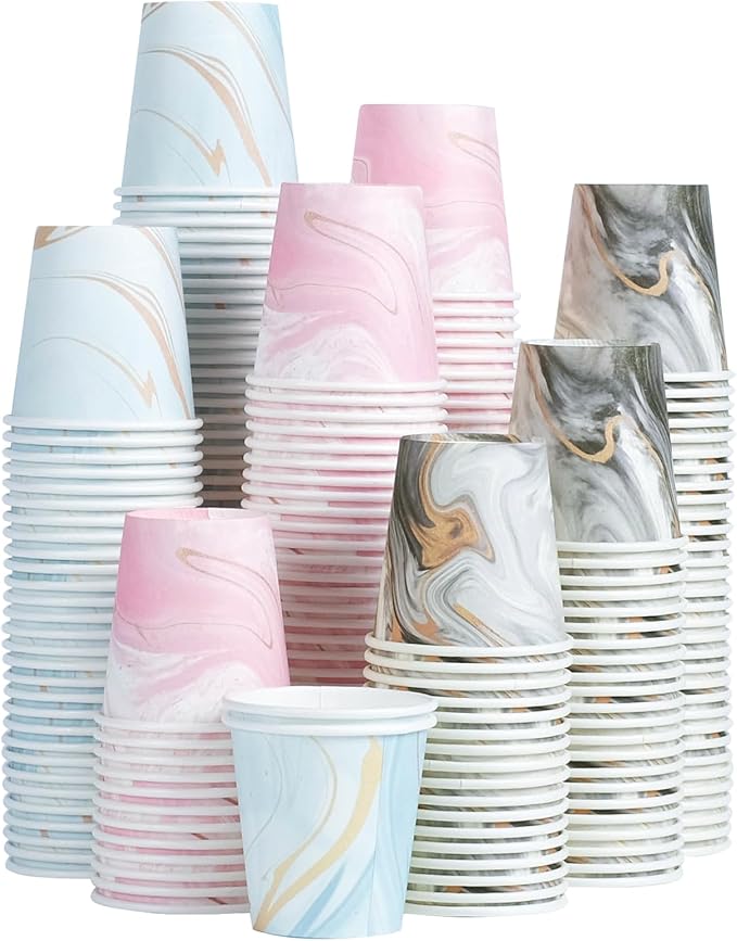 Huifany 300Pack 3 oz Paper Cups Disposable Bathroom Small Mouthwash Cups Bath Cup 3 oz Paper for Bathroom,Birthday Party, Travel, Events, Picnic, BBQ