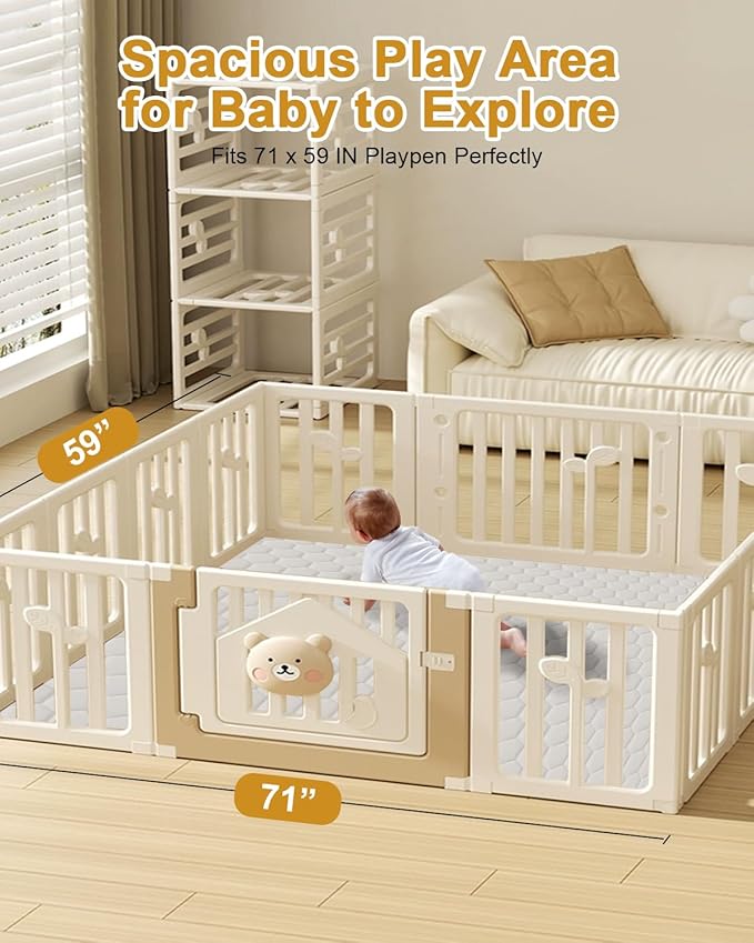 TINYHARBO Premium Foam Baby Play Mat 71" x 59" with Removable Cover, Extra Extra Thick Padding Playpen Mat, Non-Slip Floor Mat, Stylish & Easy to Clean for Crawling Baby, Infants & Toddlers, Grey