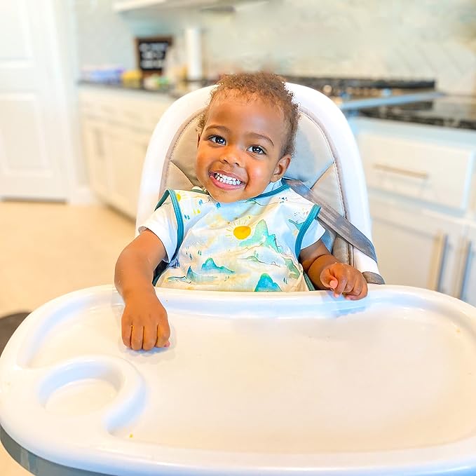 BapronBaby Mountain Mist Bapron - No Neck Tie Safer Bib for Baby & Toddler - Soft Waterproof Stain Resistant - Machine Washable - Sz Preschool 3-5yrs