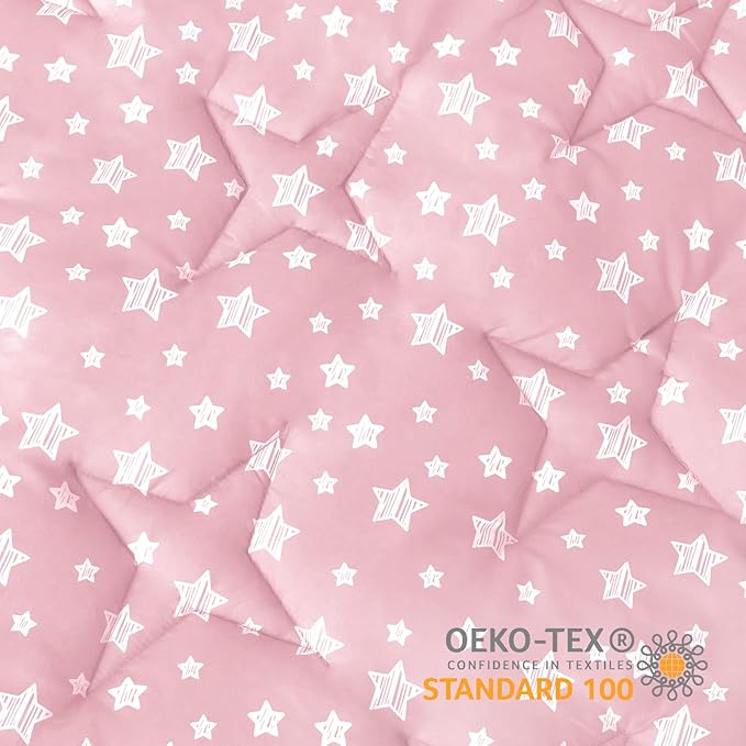 Hexagon Playpen Mat Fits POP 'N GO Baby Playpen, 59 Inch Hexagon Playpen Mattress Pad, Non Slip and Padded Play Mat Pink with Star Print
