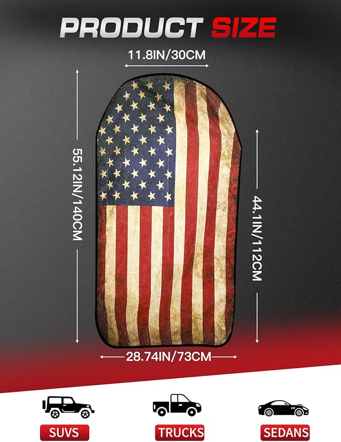 TESFEEL Universal Car Seat Cover Towel, Waterproof Washable Sweat Protection for Front Bucket Seats, Non-Slip Fit, Fits Cars SUVs Trucks, Ideal for Gym, Kids, Travel (American Flag, 2 Pack)