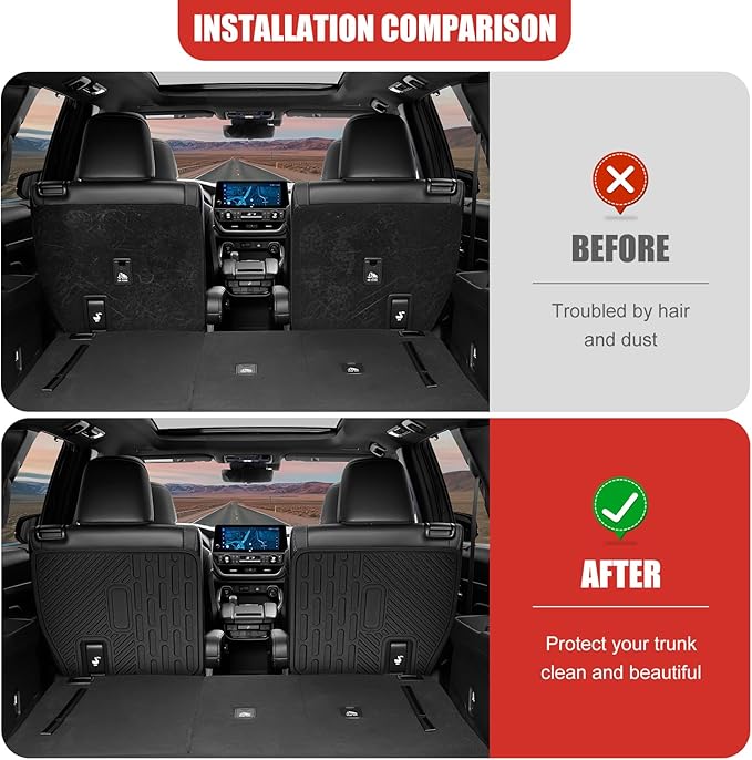 Kick Mat Fit for 2024-2025 Toyota Grand Highlander, TPE Cargo Liner All Weather Backrest Mat for Grand Highlander 7 Seats Accessories(Not fit Highlander)
