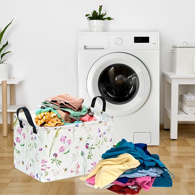 ACMUUNI Rectangle Gift Shelf Nursery Storage Basket Laundry Hamper Storage Box and Bins for Home Clothes with Handles