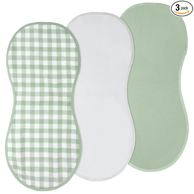 Hahafelt 3 Pcs Changing Pad Liners Fits in Peanut Shape Changing Pad Waterproof Diaper Mats Organic Cotton Peanut Mats are Warm on a Baby's Back, Washable Reusable(Plaid Style,Green)