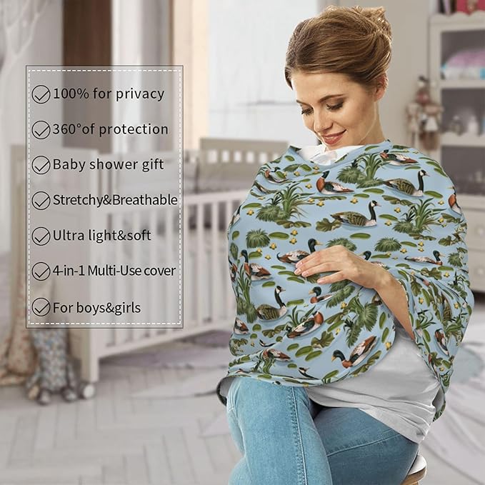 Duck Car Seat Canopy, Baby Breastfeeding Cover, Multi Use Baby Stroller and Carseat Cover, Boys and Girls Shower Gifts