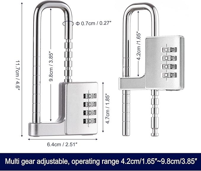 Cabinet Lock,Combination Padlock,Stainless Steel Gym Locker Lock Code Long Adjustable Shackle Lock for Outdoor, School, Gym, Sports lockers, Fences,
