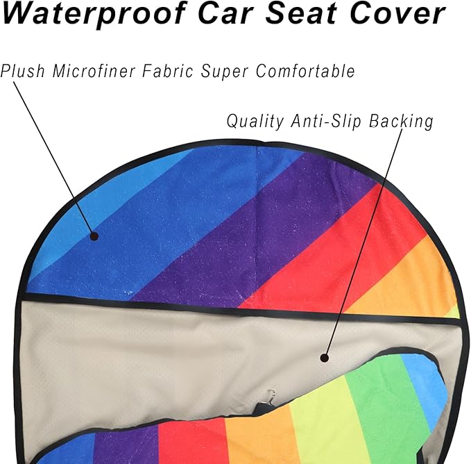 LoyaGour Car Seat Cover Protector Front Seats,for Gym Workout,Running,Swimming,Beach and Hiking,Waterproof Sweat Towel Bucket Seat Covers for Cars SUV Trucks (Rainbow, 1Pcs)