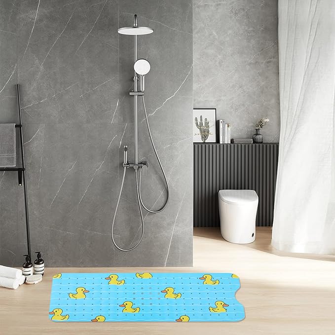 Tubozadi Bathtub Mat Non Slip Shower Mat for Kids Adults & Elderly 40X16 Inch Extra Long Anti Slip Bath Mats for tub Mat with Suction Cups and Drain Holes,Duck