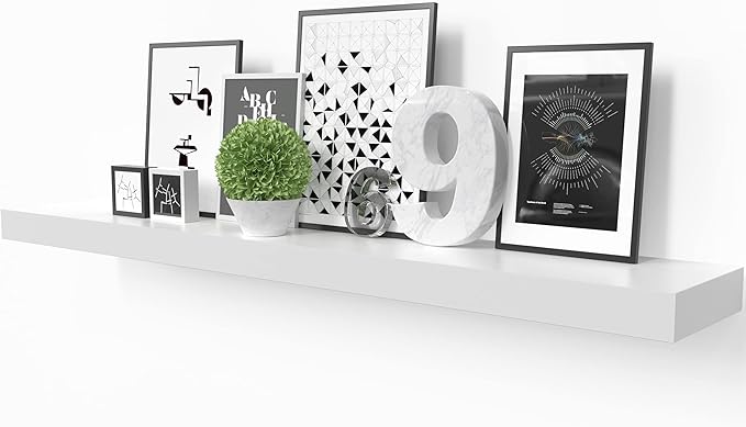 Ballucci Floating Shelf, 36" Wood Wall Shelf with Invisible Brackets for Bathroom, Living Room, Bedroom, Kitchen, Nursery, 6" Deep, White