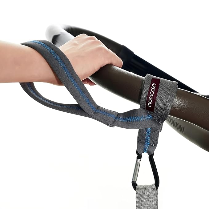 Momcozy Handle Strap for Baby Stroller | Safety Wrist Leash | Adjustable Pram Wheelchair Hand Leash | with Hooks for Storing Items | Security-Accessory for Child Safety