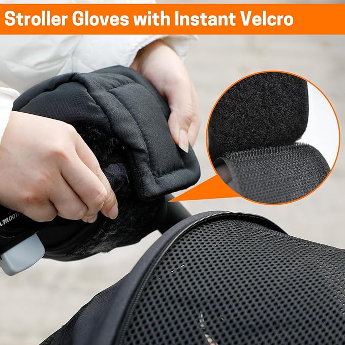 Aurya Stroller Gloves, Universal Stroller Warmmuffs, Winter Anti-Freeze Warm Mittens for Pram, Stroller, Pushchair Handbar